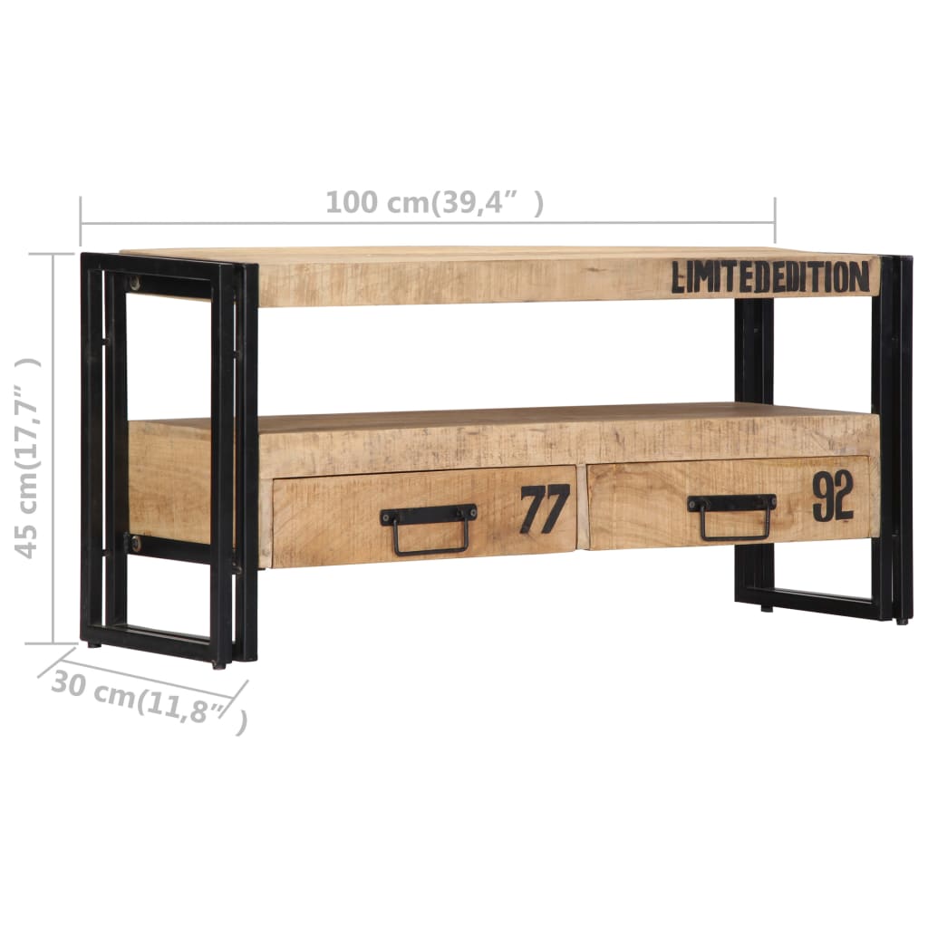 vidaXL Mueble de TV de madera maciza de mango 100x30x45 cm