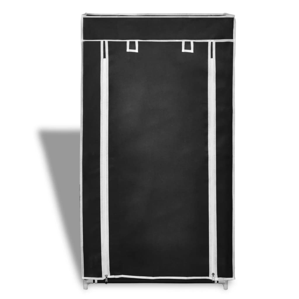 vidaXL Zapatero de tela con cubierta negro 58x28x106 cm