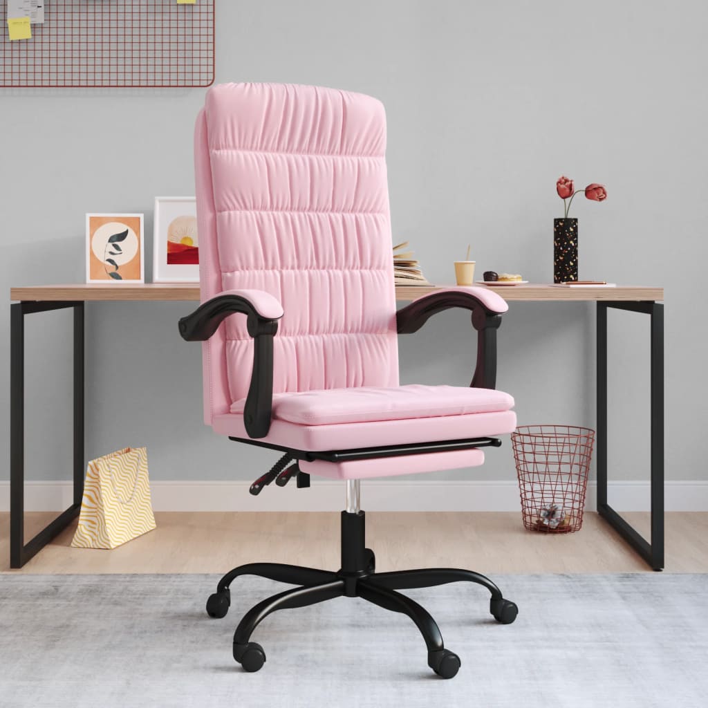 vidaXL Silla de oficina reclinable terciopelo rosa