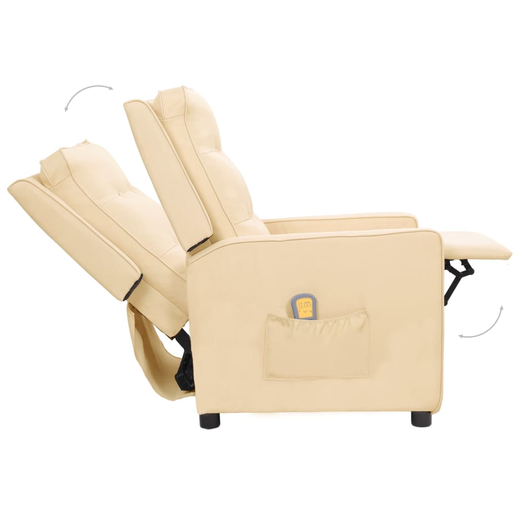 vidaXL Silla de masaje reclinable de pie de tela color crema