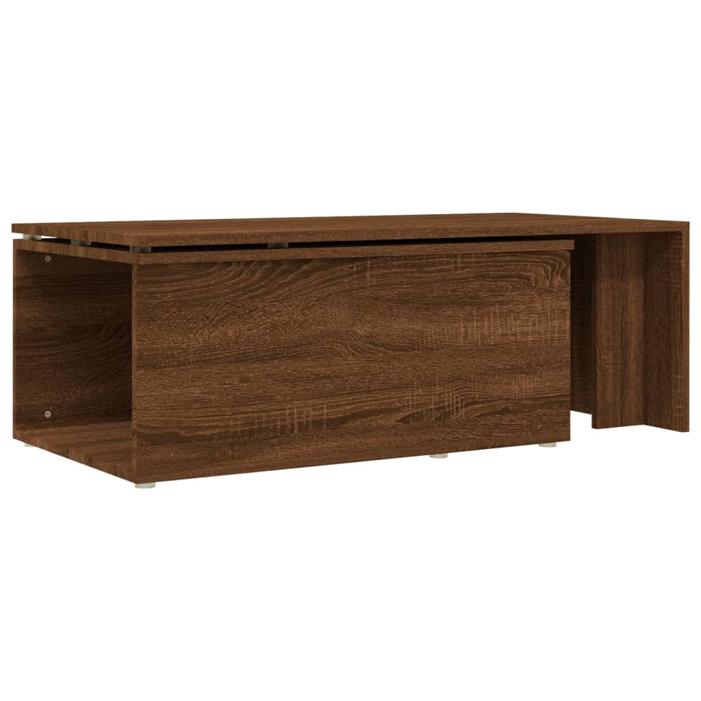 vidaXL Mesa de centro madera contrachapada marrón roble 150x50x35 cm