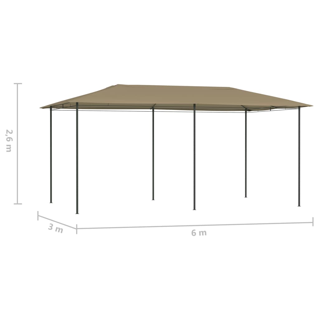 vidaXL Cenador gris taupe 3x6x2,6 m 160 g/m²