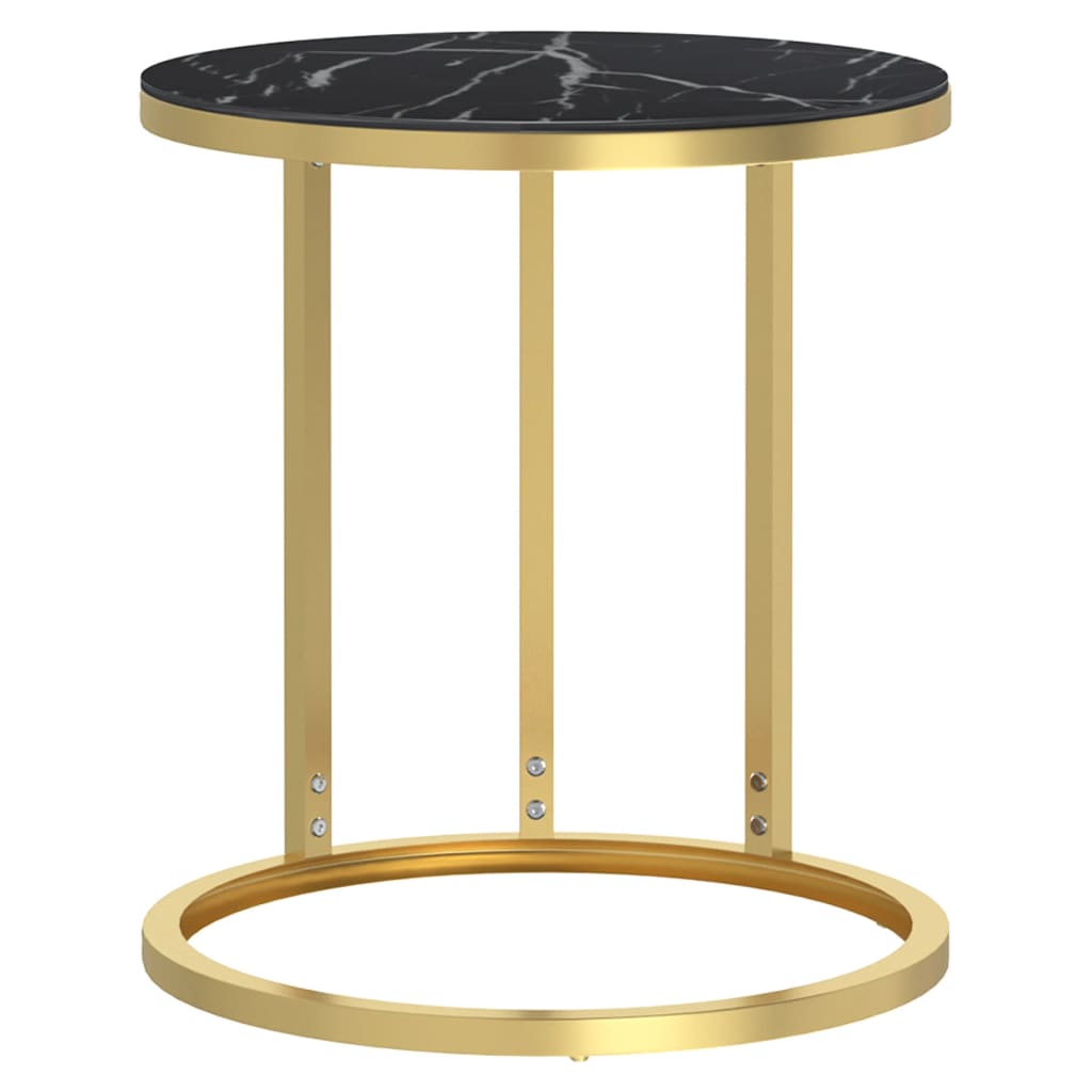 vidaXL Mesa auxiliar vidrio templado mármol negro y dorado 45 cm