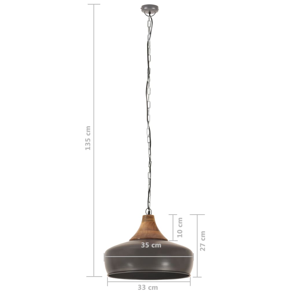 vidaXL Lámpara colgante industrial hierro gris y madera 35 cm E27