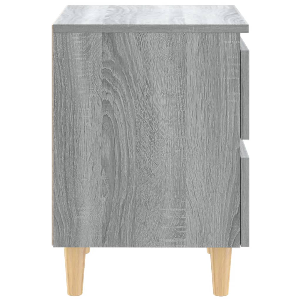 vidaXL Mesita de noche patas de madera maciza gris Sonoma 40x35x50 cm