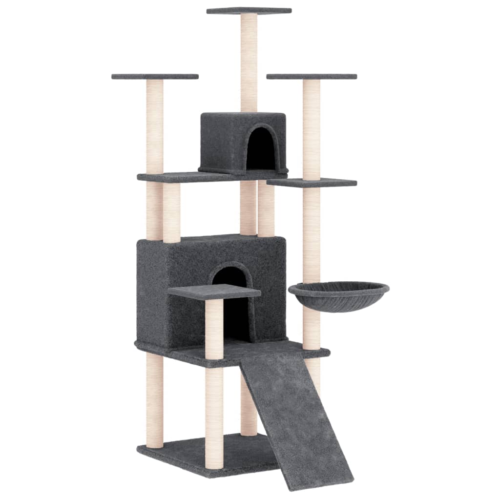 vidaXL Rascador para gatos con postes de sisal gris oscuro 154 cm