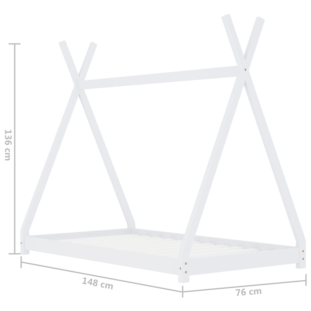 vidaXL Estructura de cama infantil madera maciza pino blanca 70x140 cm