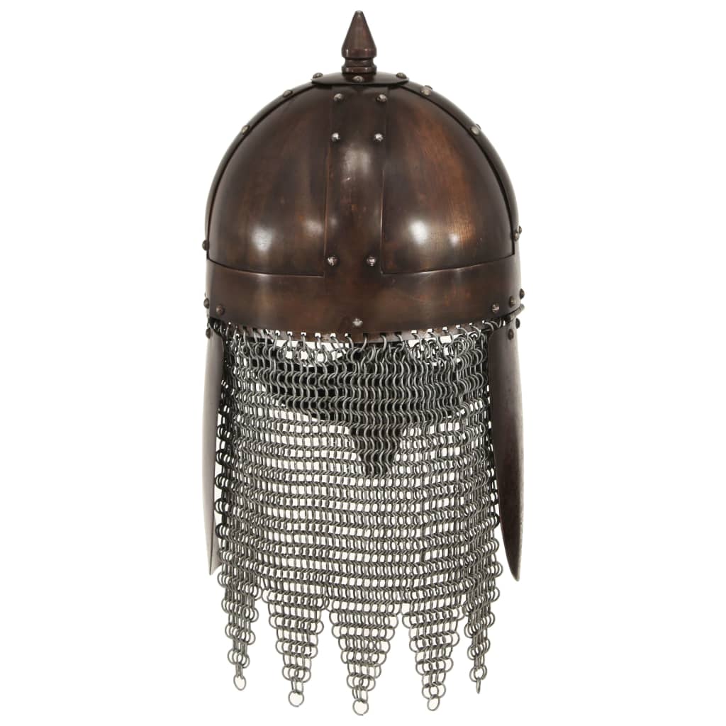 vidaXL Réplica de casco de guerrero vikingo LARP acero cobre