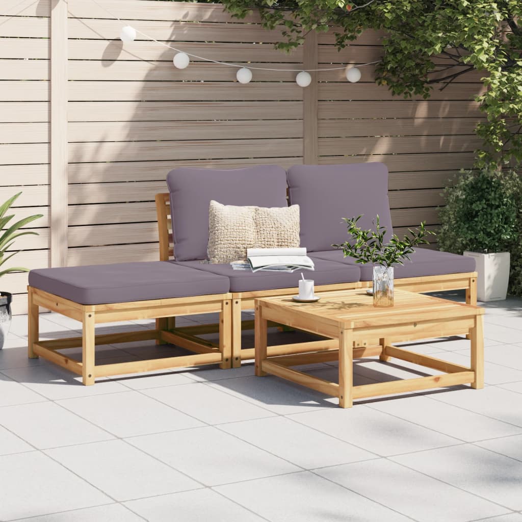 vidaXL Set de muebles de jardín 4 pzs y cojines madera maciza acacia