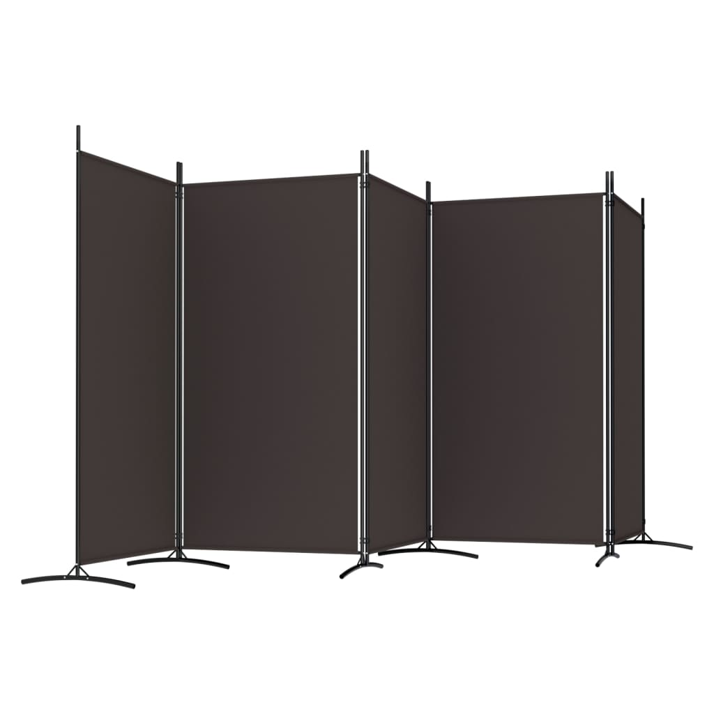 vidaXL Biombo divisor de 5 paneles de tela marrón 433x180 cm