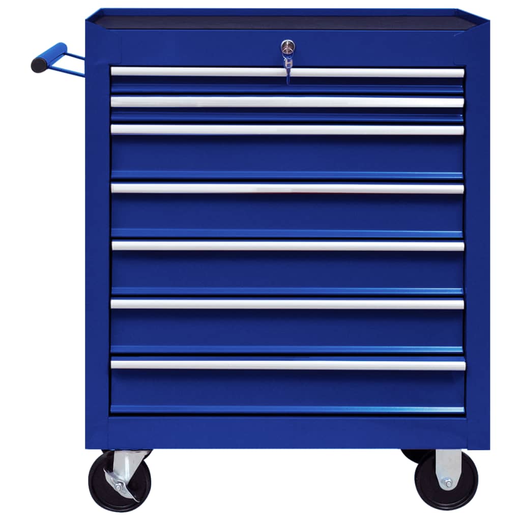 vidaXL Carrito caja de herramientas 7 cajones azul