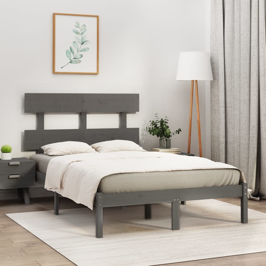 vidaXL Estructura de cama de madera maciza pino gris 160x200 cm