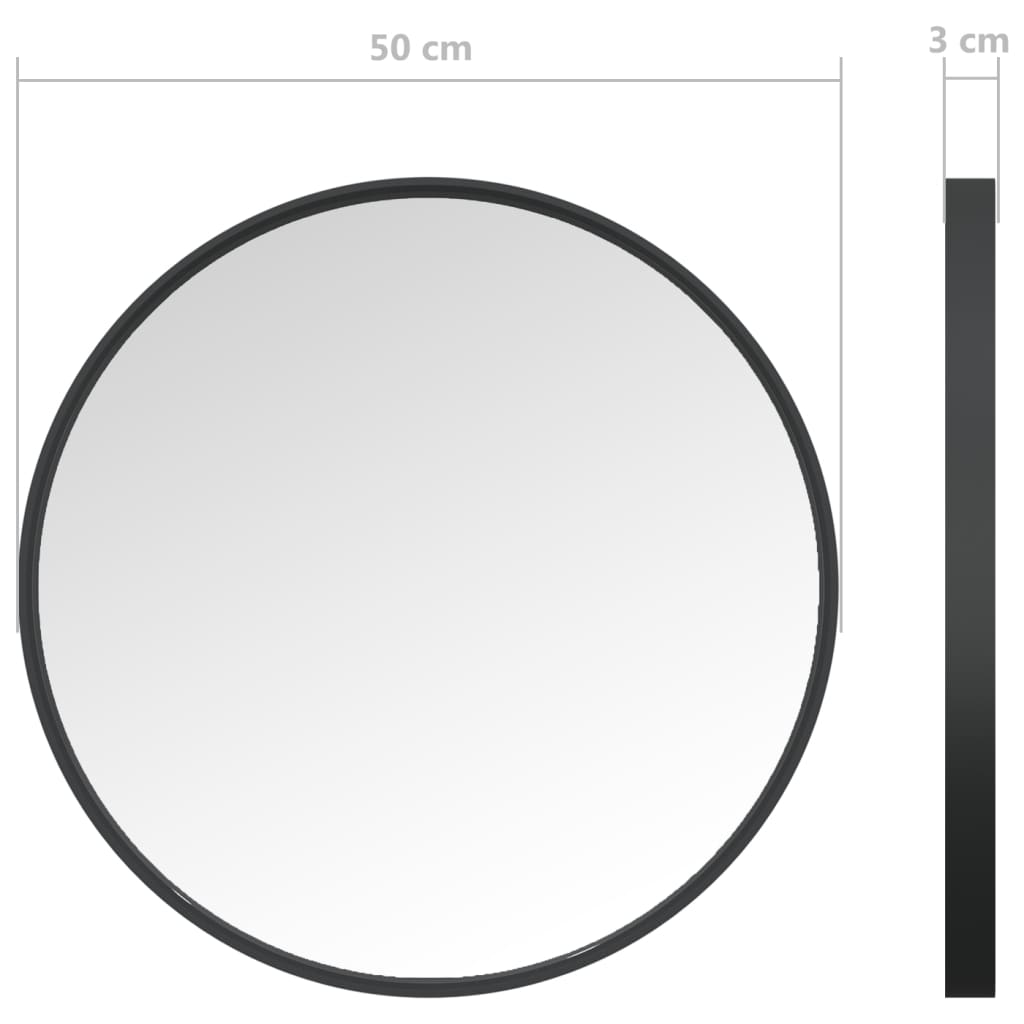 vidaXL Espejo de pared negro 50 cm
