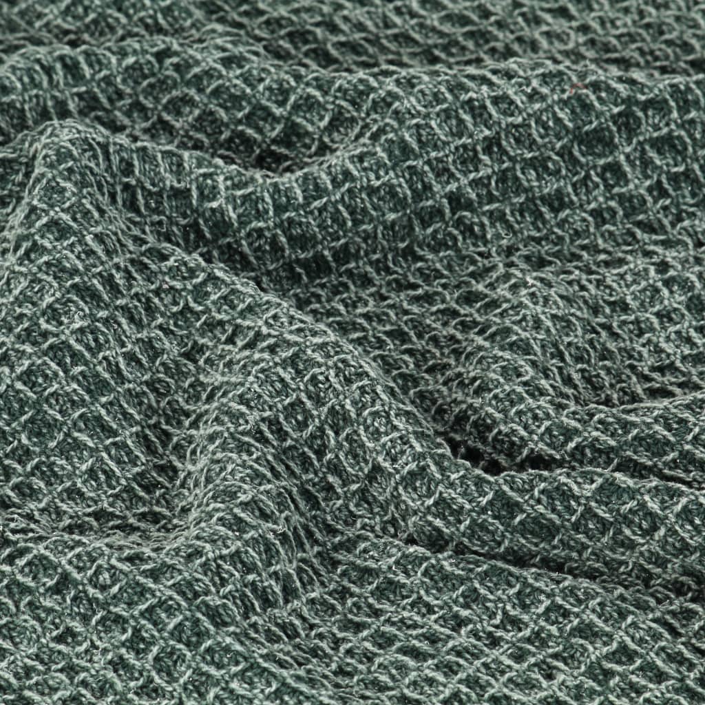 vidaXL Manta de algodón verde oscuro 160x210 cm