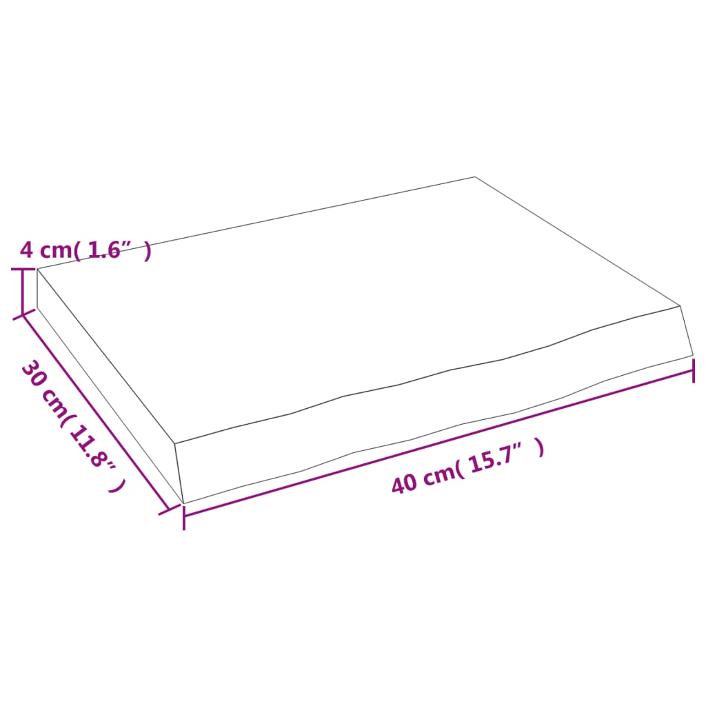 vidaXL Encimera de baño madera maciza sin tratar 40x30x(2-4) cm