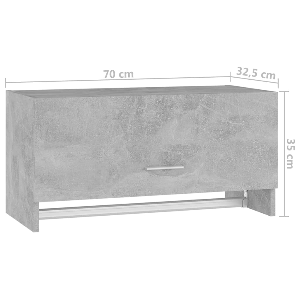 vidaXL Armario de madera contrachapada gris hormigón 70x32,5x35 cm