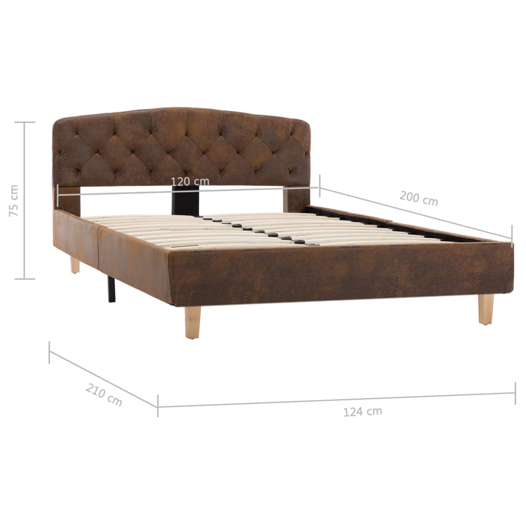 vidaXL Estructura de cama de piel de ante artificial marrón 120x200 cm