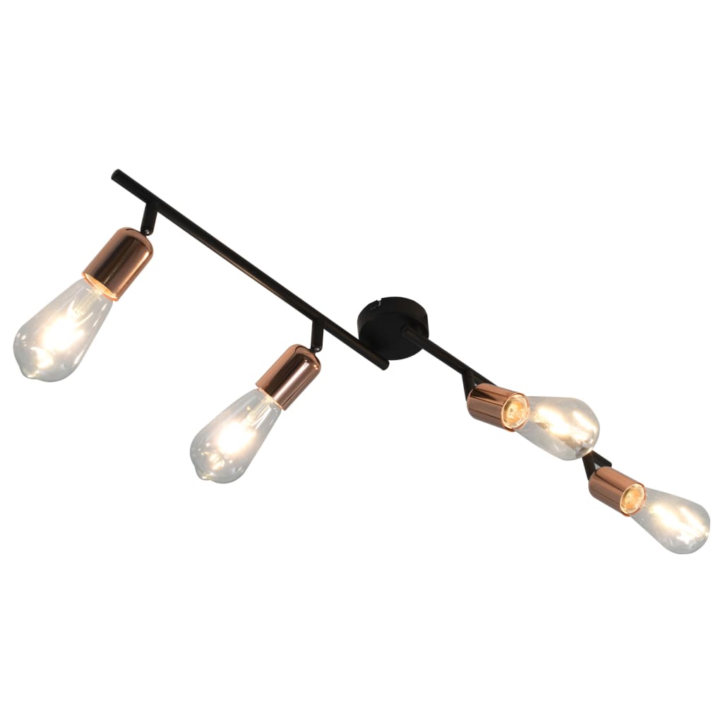 vidaXL Lámpara focos 4 bombillas de filamento 2W negro cobre E27 60 cm