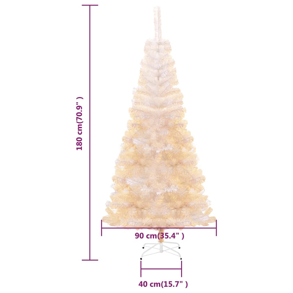 vidaXL Árbol Navidad artificial puntas iridiscentes PVC blanco 180 cm