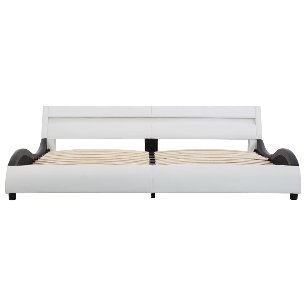vidaXL Estructura cama con LED cuero sintético blanco negro 180x200 cm