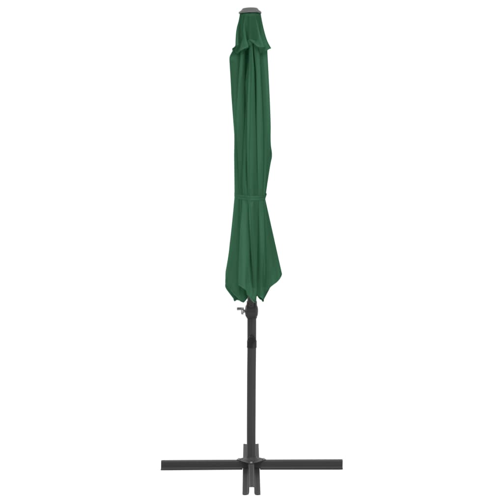 vidaXL Sombrilla voladiza con poste de acero verde 300 cm