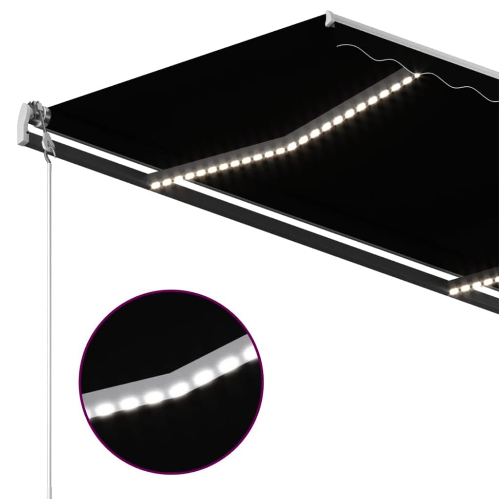 vidaXL Toldo manual retráctil con LED gris antracita 400x350 cm
