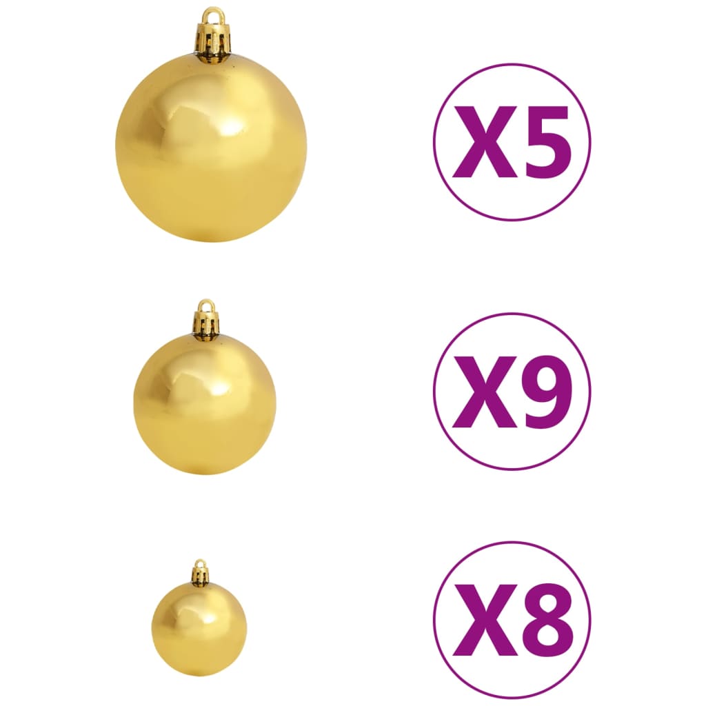 vidaXL Árbol de Navidad preiluminado con luces y bolas dorado 150 cm