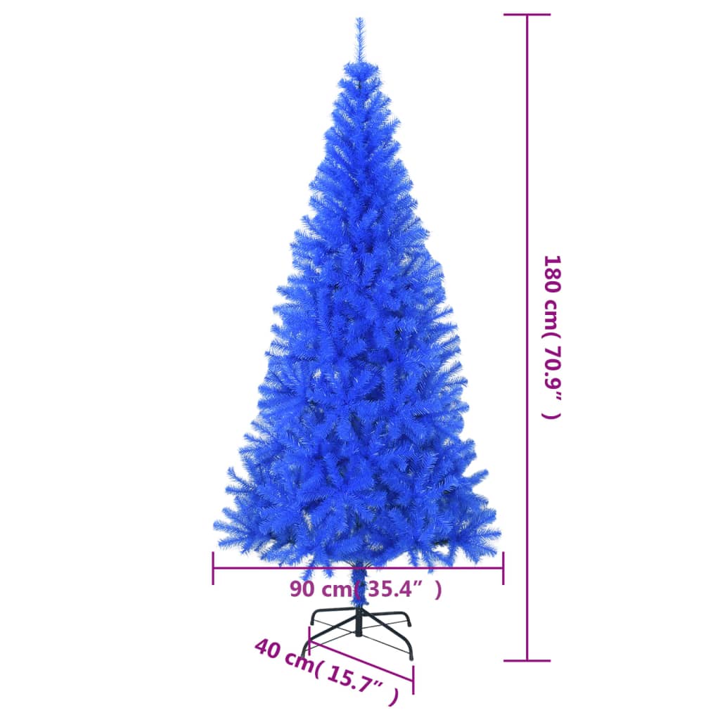 vidaXL Árbol de Navidad artificial con soporte PVC azul 180 cm