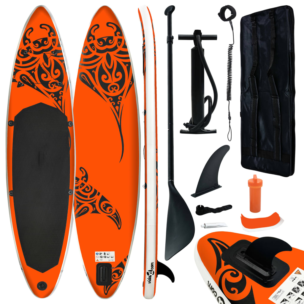 vidaXL Juego de tabla de paddle surf hinchable naranja 320x76x15 cm
