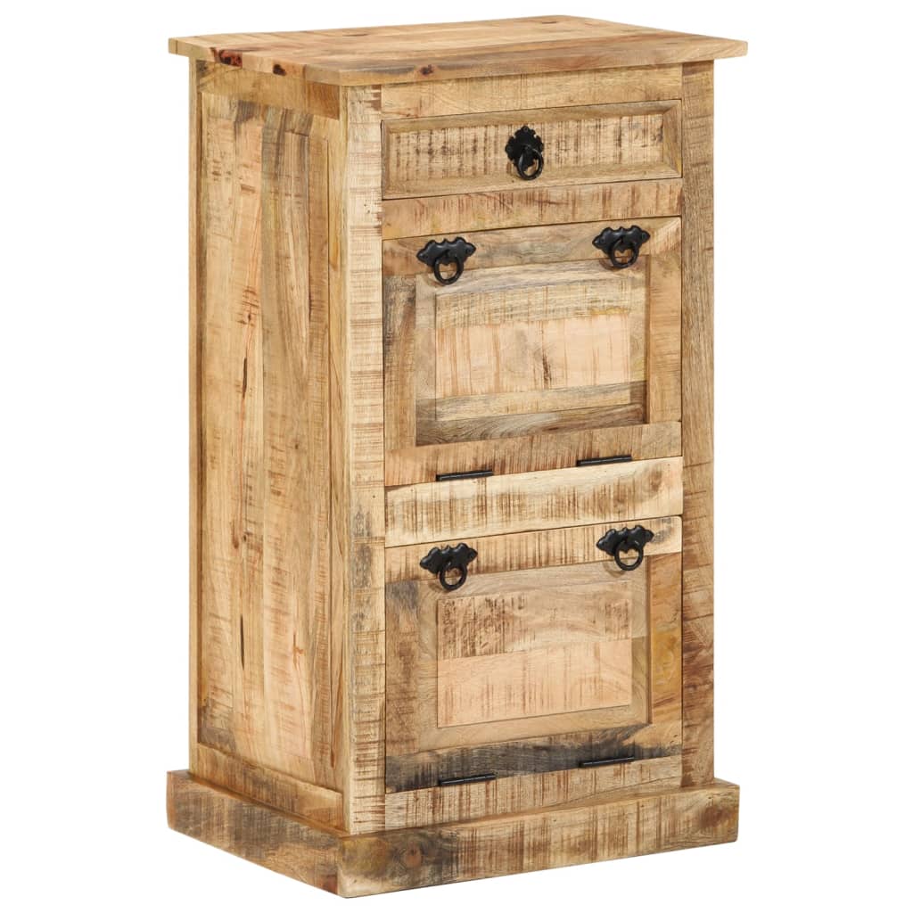 vidaXL Zapatero de 4 estantes con cajón madera de mango maciza rugosa