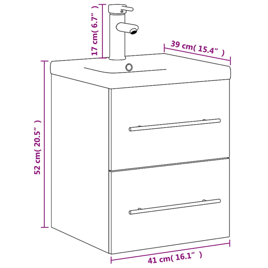 vidaXL Mueble de baño con lavabo integrado roble Sonoma