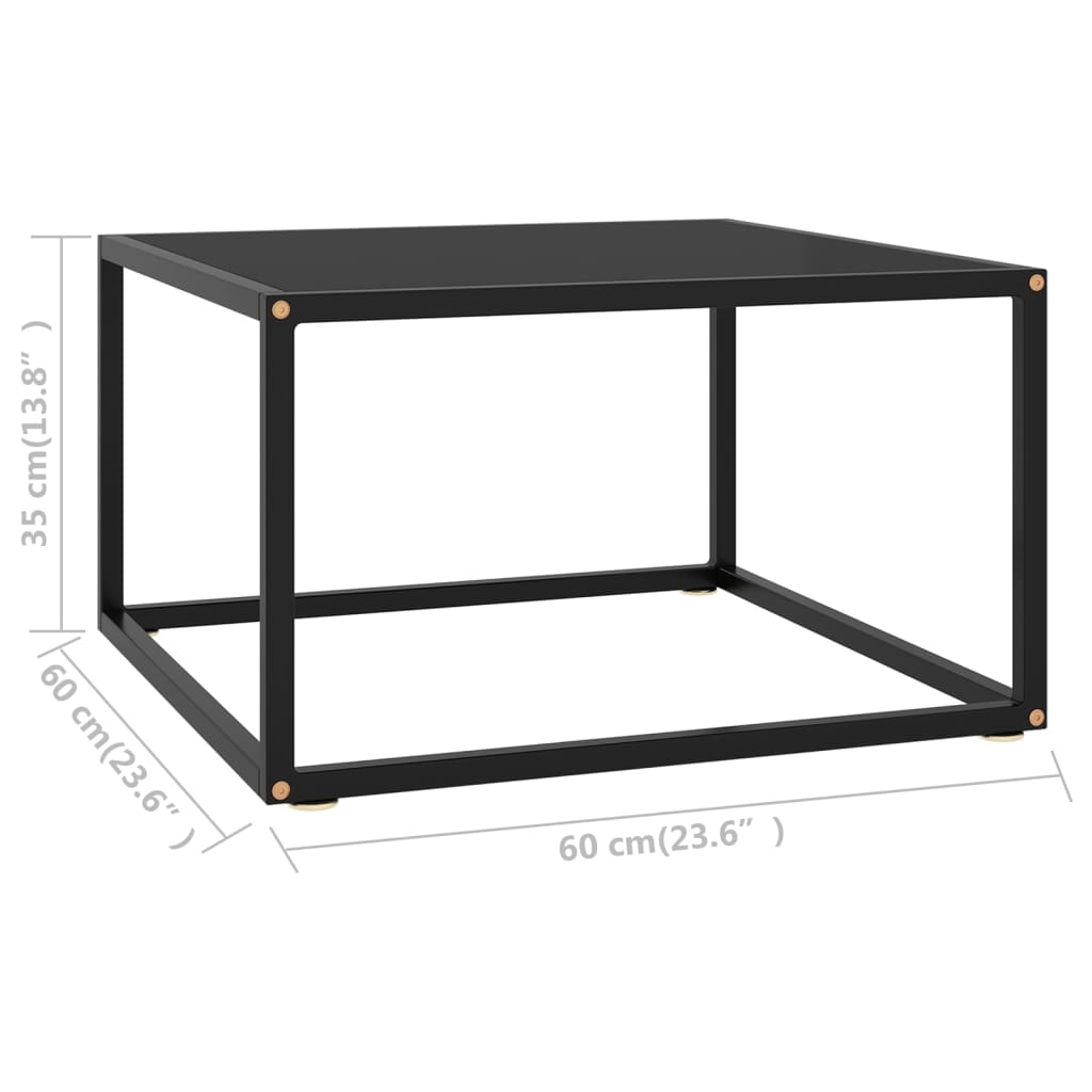 vidaXL Mesa de centro negra con vidrio negro 60x60x35 cm