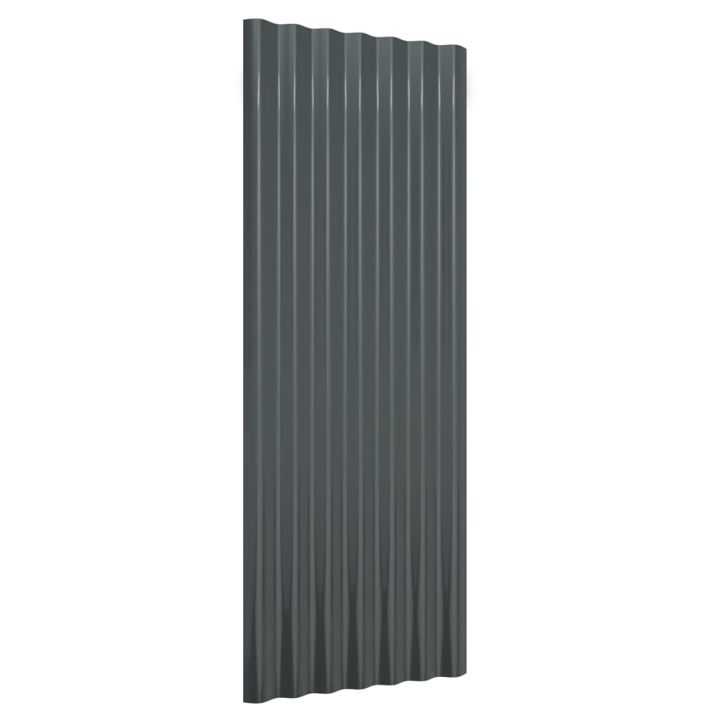vidaXL Paneles tejado 12 unidades acero recubierto antracita 100x36 cm