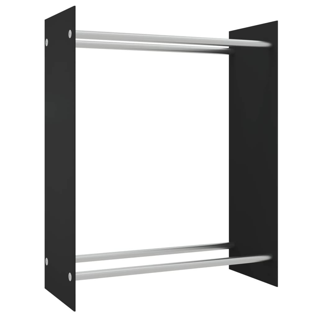 vidaXL Leñero de vidrio templado negro 80x35x100 cm