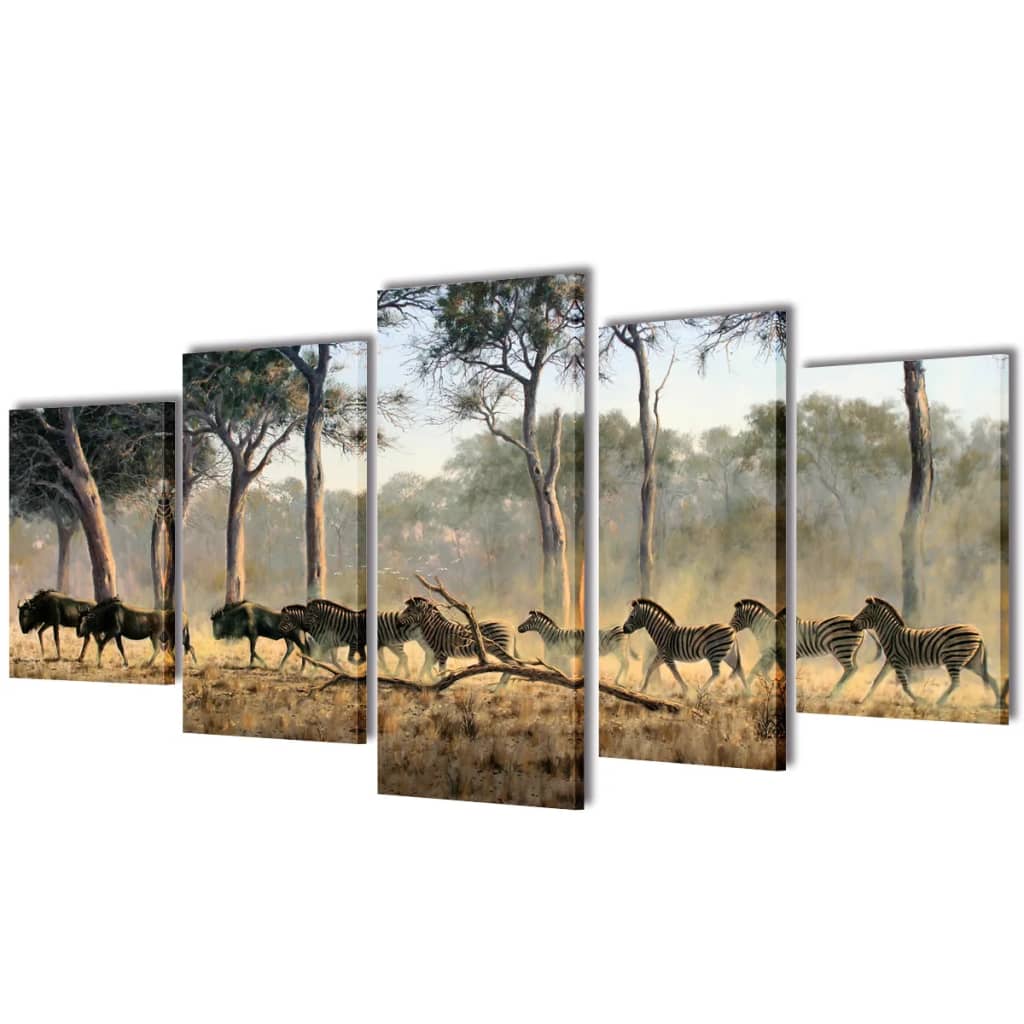 Set decorativo de lienzos para la pared modelo cebras, 100 x 50 cm