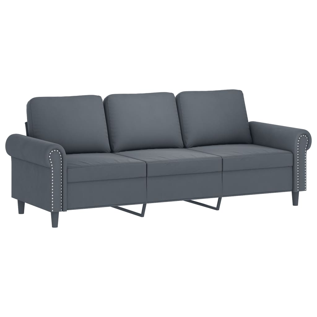 vidaXL Juego de sofás con cojines 2 piezas terciopelo gris oscuro