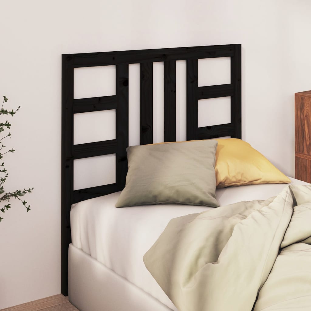 vidaXL Cabecero de cama madera maciza de pino negro 81x4x100 cm