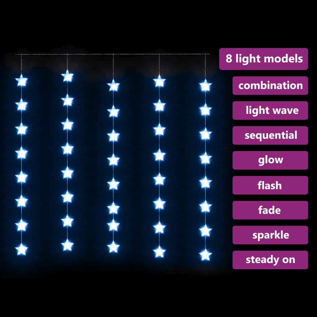vidaXL Cortina de luces estrellas 200 LEDs azul 8 funciones