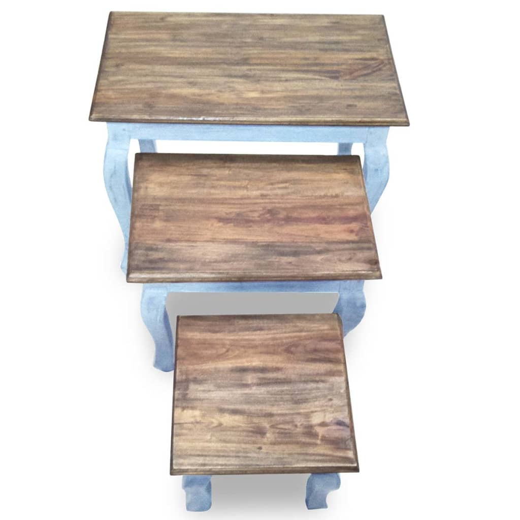 vidaXL Juego de mesas apilables 3 unidades madera maciza reciclada