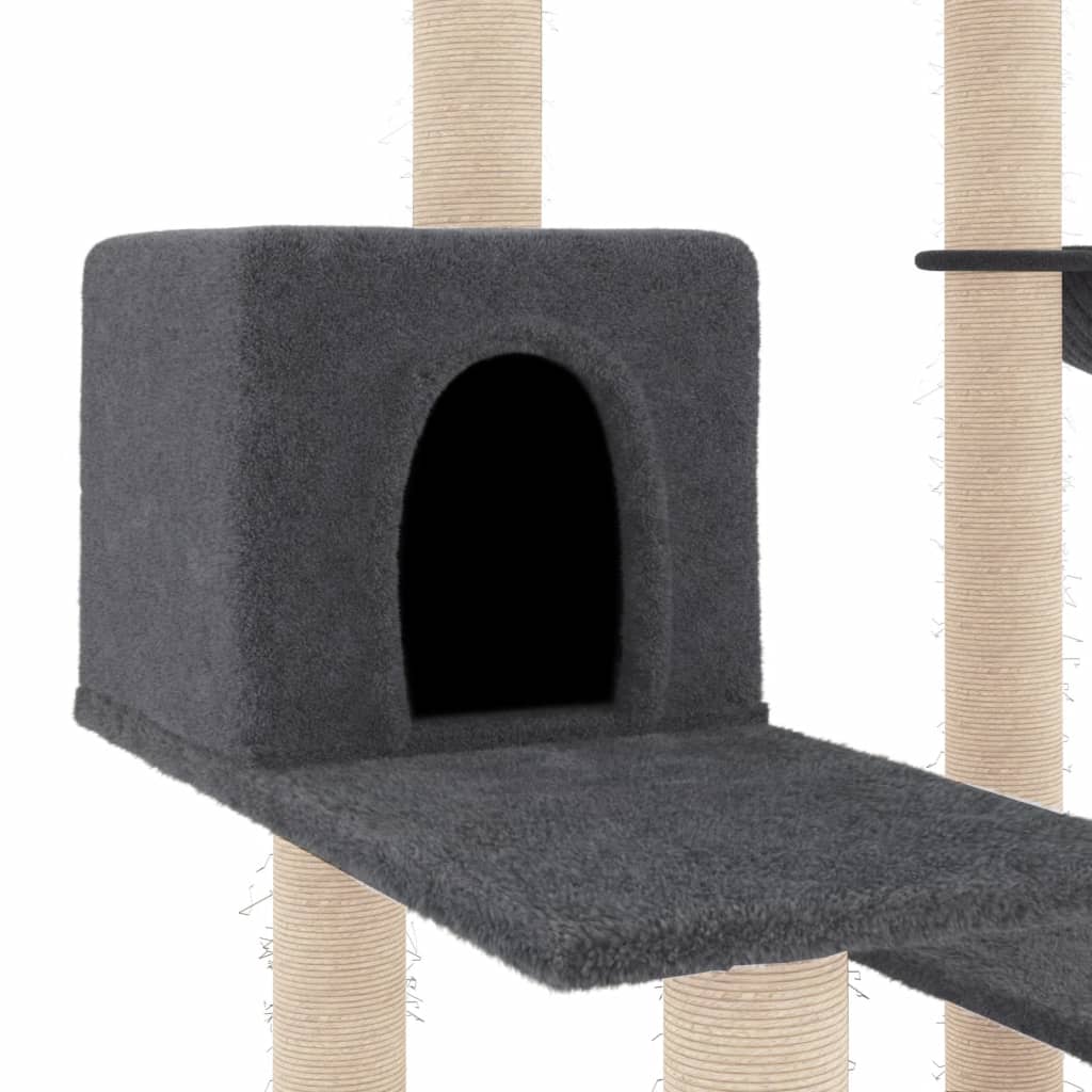 vidaXL Rascador para gatos con postes de sisal gris oscuro 82,5 cm
