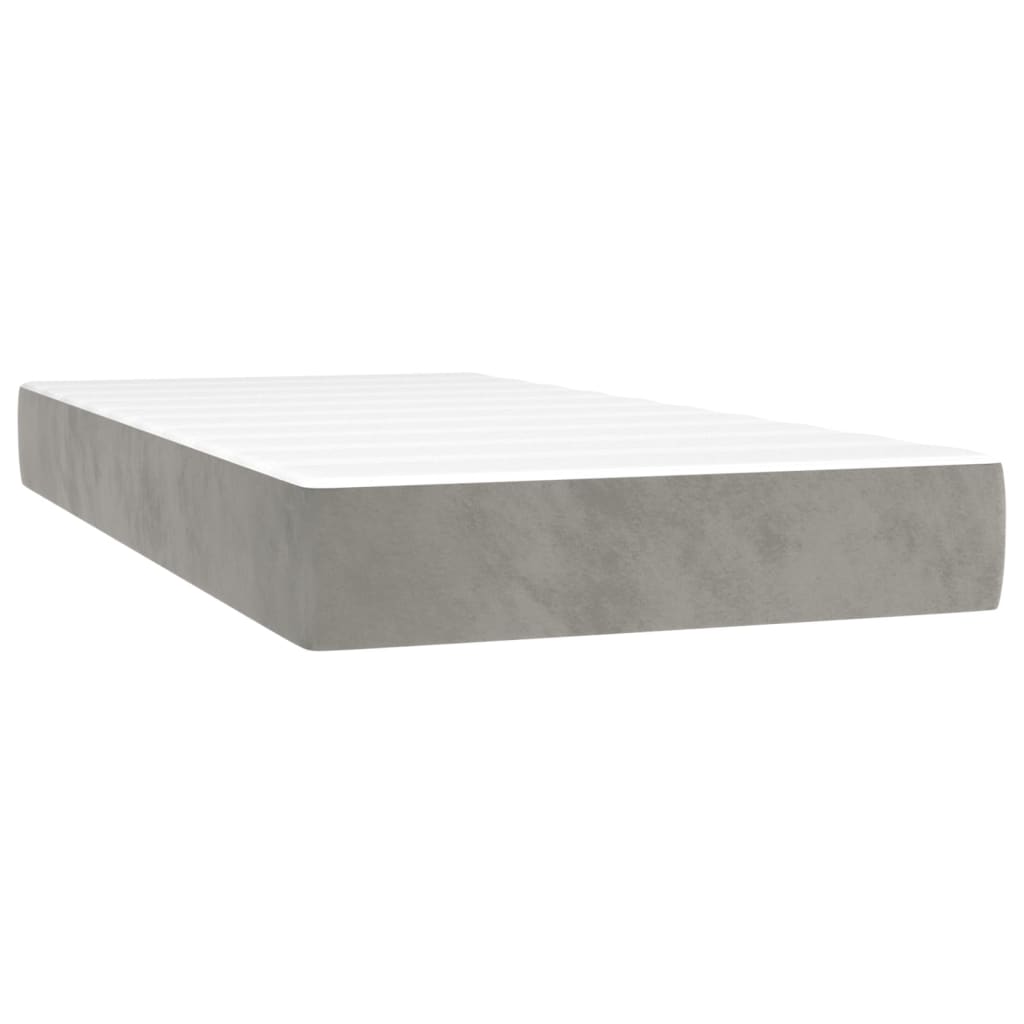 vidaXL Cama box spring con colchón terciopelo gris claro 200x200 cm