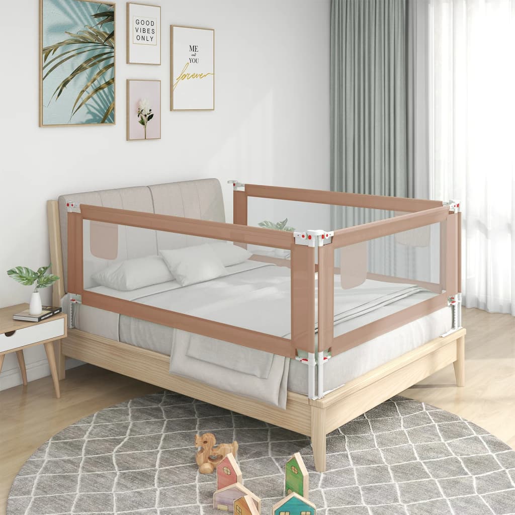 vidaXL Barandilla de seguridad cama de niño gris taupe tela 120x25 cm