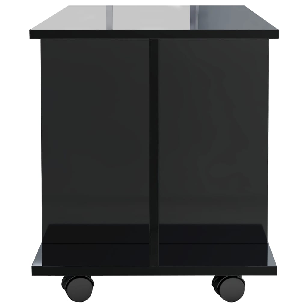 vidaXL Mueble de TV ruedas madera ingeniería negro brillo 80x40x45 cm