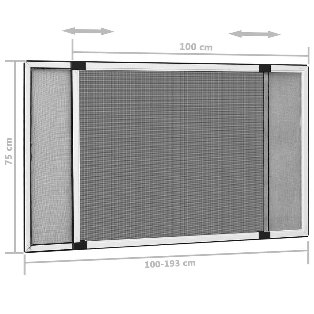 vidaXL Mosquitera extensible para ventanas blanco (100-193)x75 cm