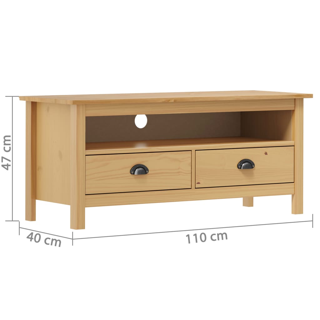 vidaXL Mueble de TV Hill Range madera de pino marrón miel 110x40x47 cm