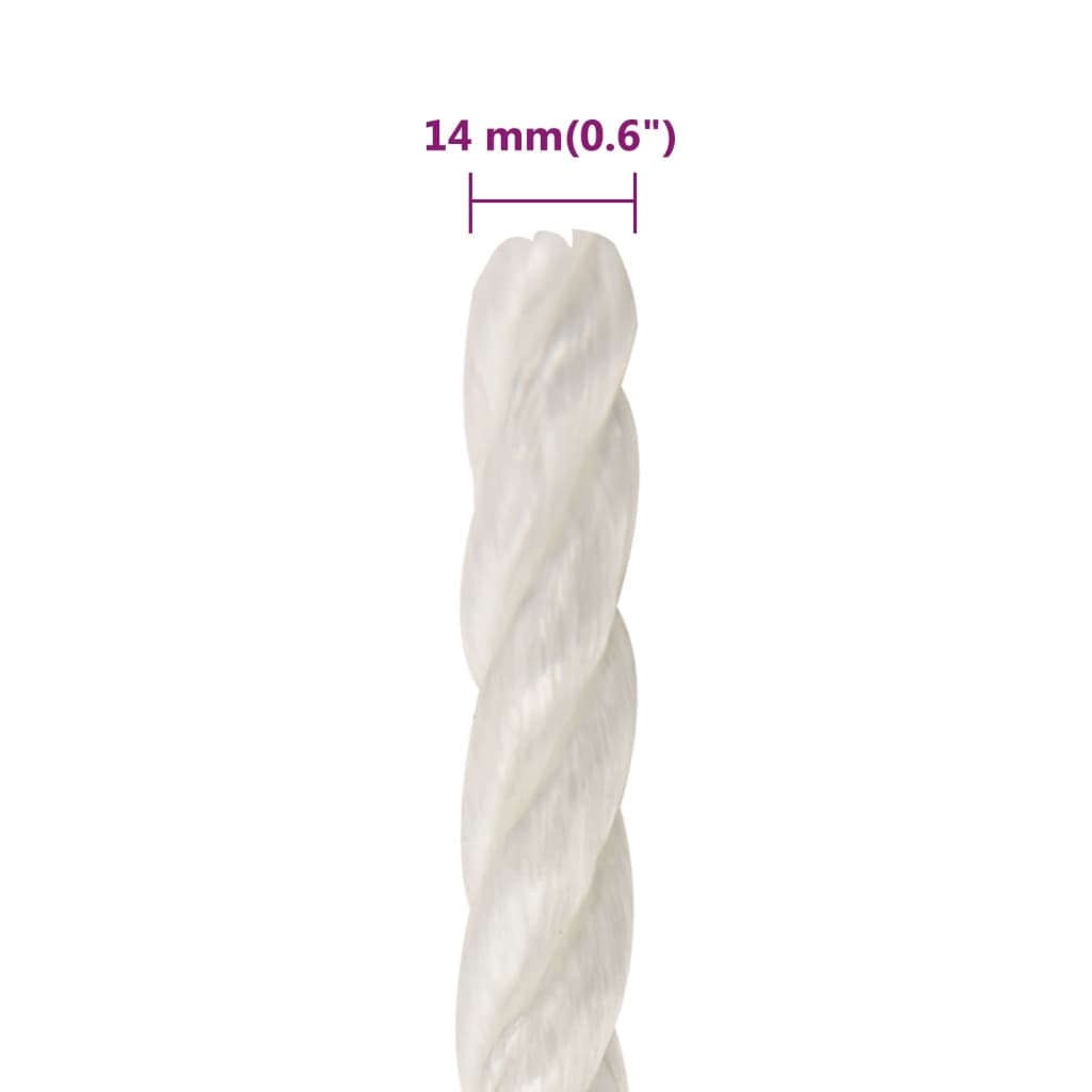vidaXL Cuerda de trabajo polipropileno blanco 14 mm 100 m