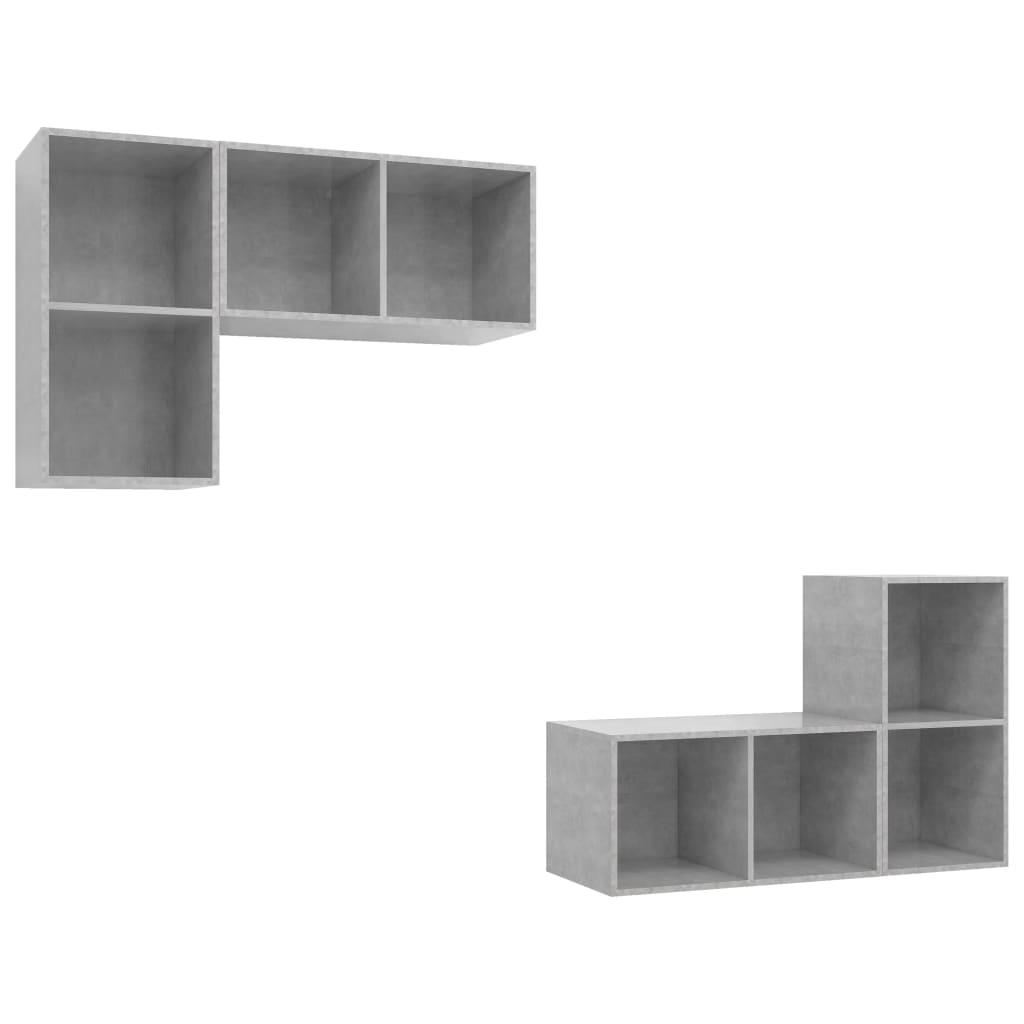 vidaXL Muebles de salón de pared 4 pzs madera ingeniería gris hormigón