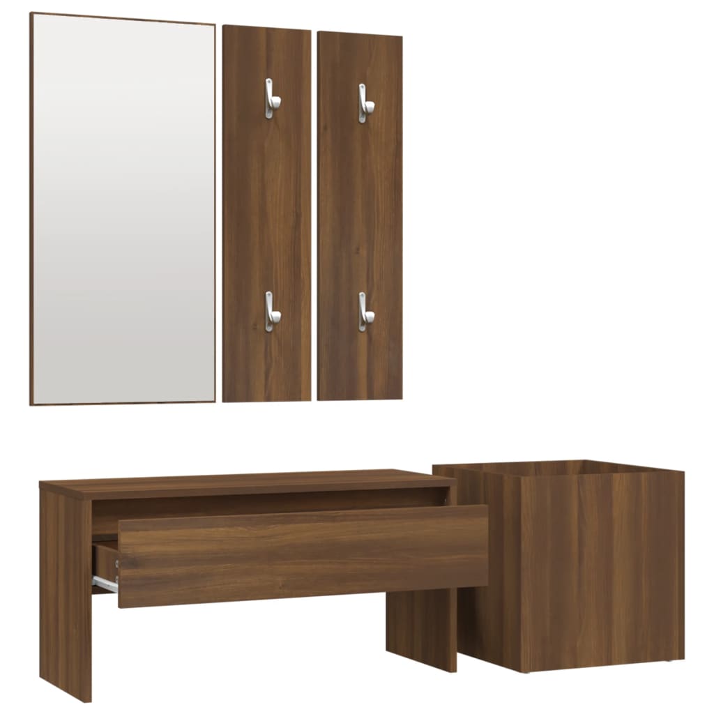vidaXL Set de muebles de recibidor madera contrachapada roble marrón