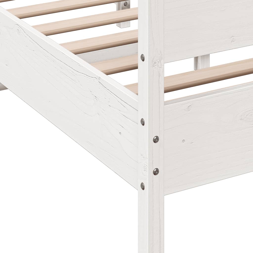 vidaXL Estructura de cama con cabecero madera pino blanco 135x190 cm
