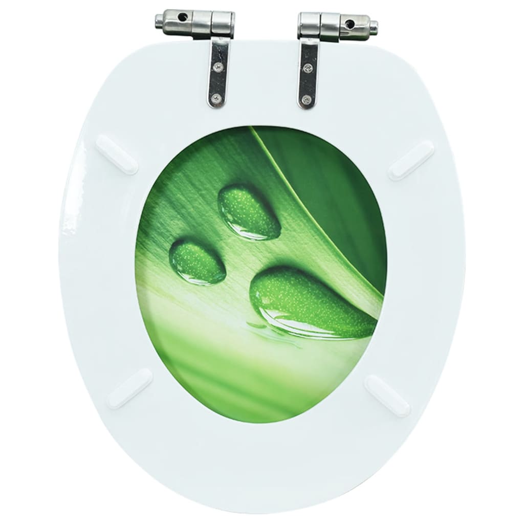 vidaXL Asiento WC tapa de cierre suave MDF verde diseño gotas de agua